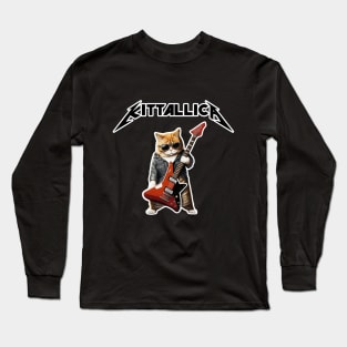 Cat Playing Guitar Long Sleeve T-Shirt